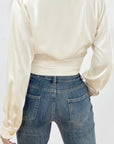 Satin Wrap Long Sleeve Blouse