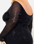 Plus Size Rhinestone Off The Shoulder Mini Dress