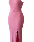 Belted Ribbed Midi Dress