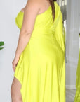 Plus Size One Shoulder Hi-Low Hem Dress