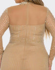 Plus Size Pearl  Rhinestone Embellished Mini Dress